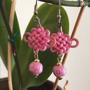 3 for $10! Unique pink Chinese earrings
